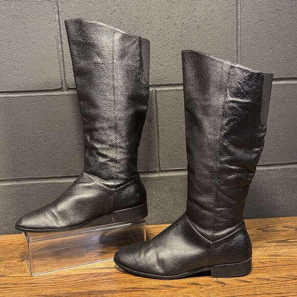 Vintage 90’s Y2K Fanfares Black Leather Tall Riding Boots Women’s 8.5 - Picture 1 of 8